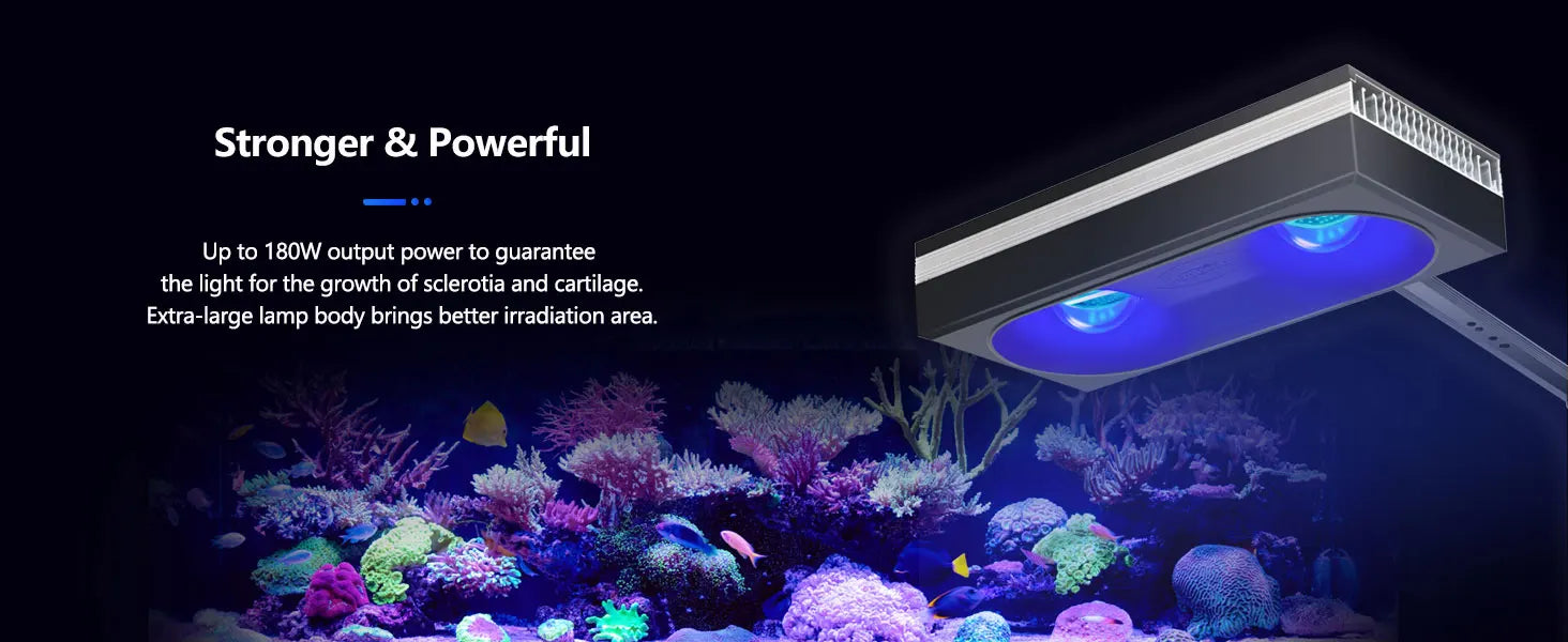 PopBloom RL180 WiFi LED Aquarium Light 180W for Sps Lps Corals Saltwater Reef Tank