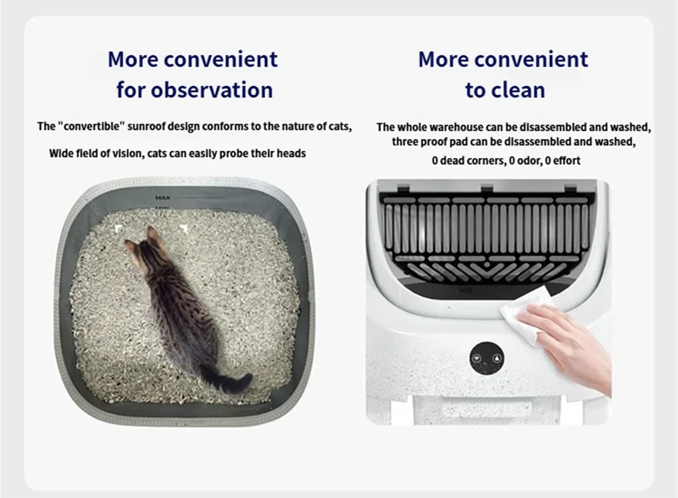 Heybo Pet Auto Large Capacity Self Cleaning Cat Litter Box With App Control And Odor Management