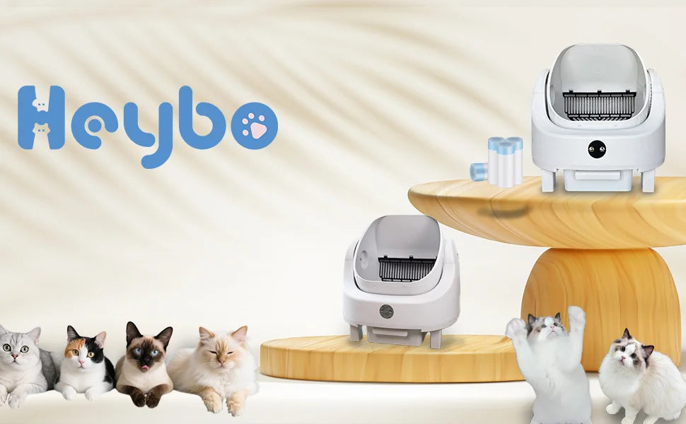 Heybo Pet Auto Large Capacity Self Cleaning Cat Litter Box With App Control And Odor Management
