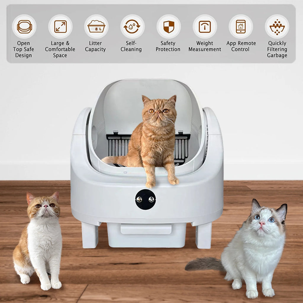 Heybo Pet Auto Large Capacity Self Cleaning Cat Litter Box With App Control And Odor Management