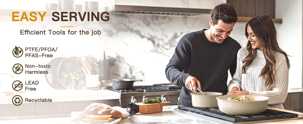 Astercook 21 Piece Ceramic Nonstick Cookware Set With Sensor Handles Milky White