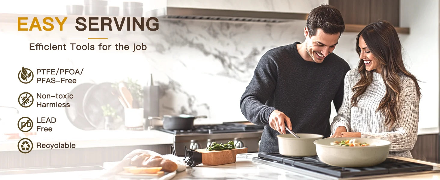 Astercook 21 Piece Ceramic Nonstick Cookware Set With Sensor Handles Milky White