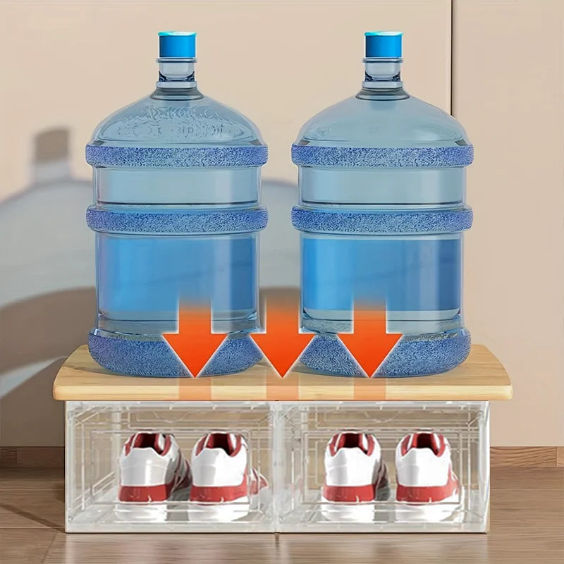 Ten Pack Large Clear Plastic Shoe Boxes Stackable With Lids For Organized Shoe Storage