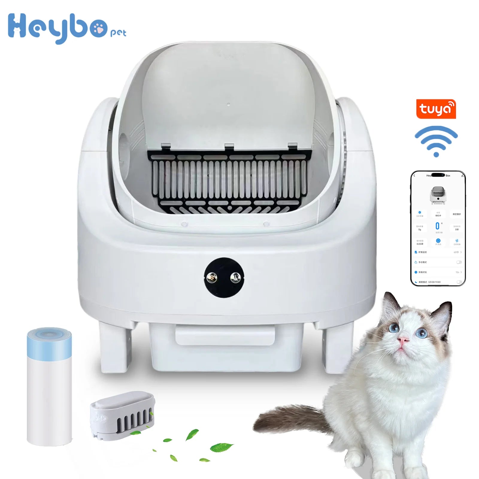 Heybo Pet Auto Large Capacity Self Cleaning Cat Litter Box With App Control And Odor Management