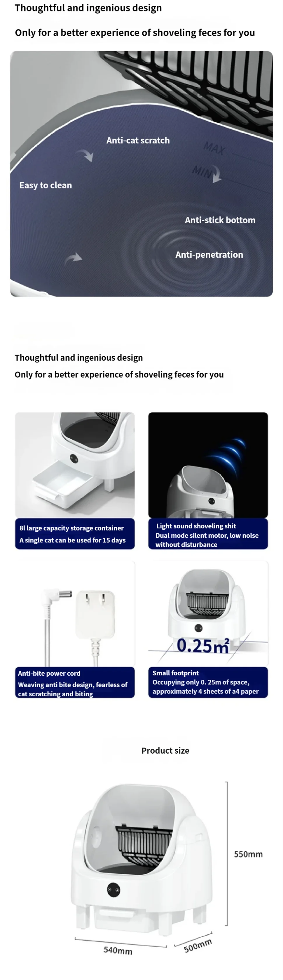 Heybo Pet Auto Large Capacity Self Cleaning Cat Litter Box With App Control And Odor Management