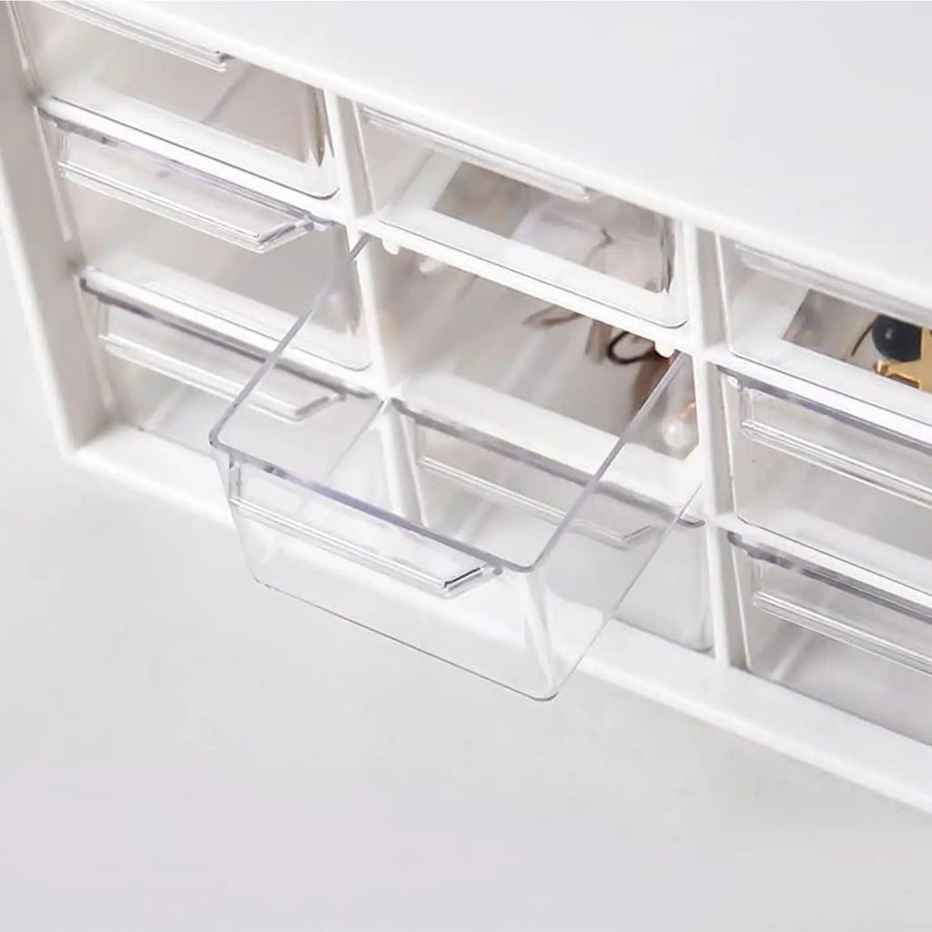 ClearView 9 Drawer Desktop Storage Organizer Transparent Wall Mounted Drawer Box For Small Sundries