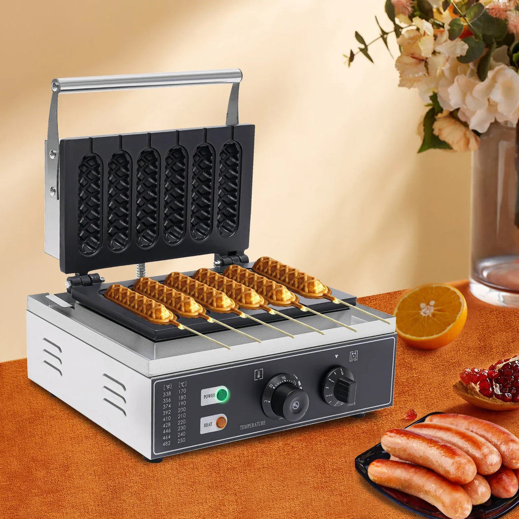 NovaLux 1500W Hot Dog Machine With 6 Molds Time And Temp Control Nonstick Plates Compatible With 110 220V