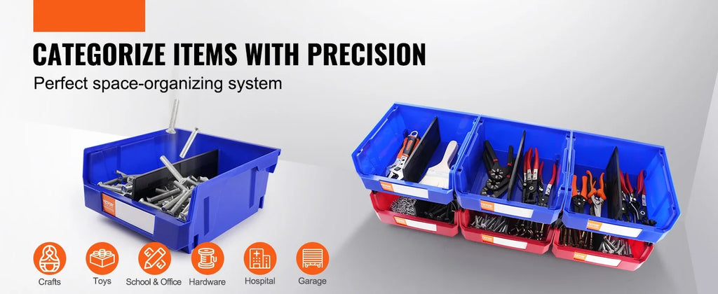 SucceBuy Six Pack Stackable Garage Storage Bins For Wall Mounted Organizer In Closet Kitchen And Office