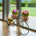 Three-Tier Bicycle Plant Stand in Wrought Iron Tricycle Planter for Indoor Outdoor Garden Decor
