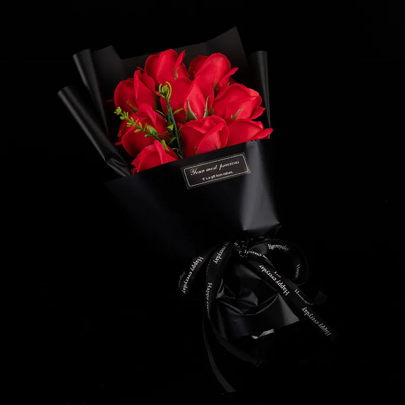 EverBloom 9 Heads Soap Rose Bouquet Artificial Flower For Weddings Christmas Valentines Day And Gift Home Decor