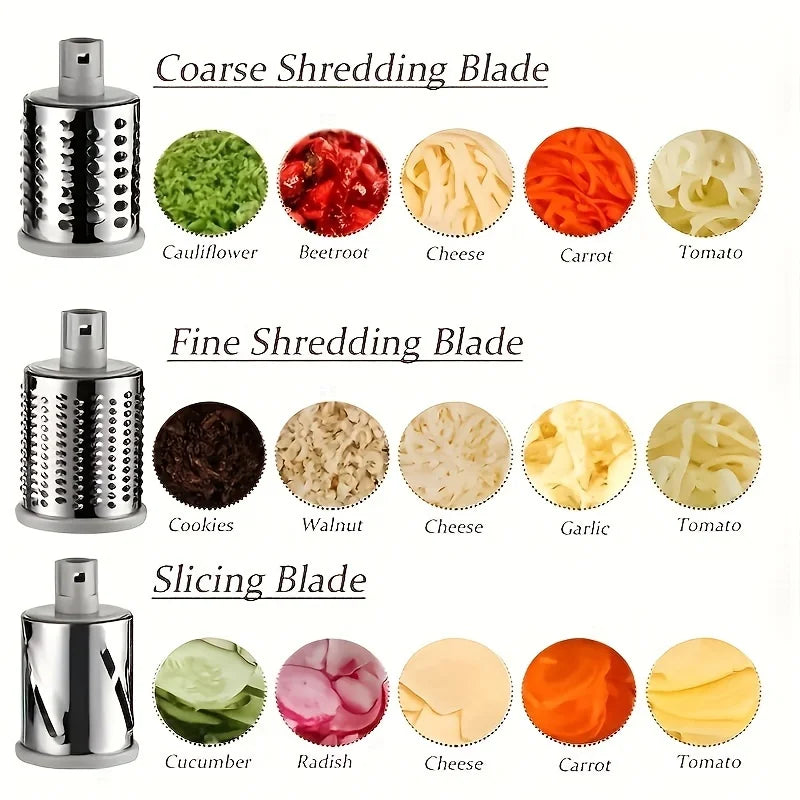 Prime Drum Design Vegetable And Fruit Slicer Grater Benchtop Stainless Steel 170mm Blade