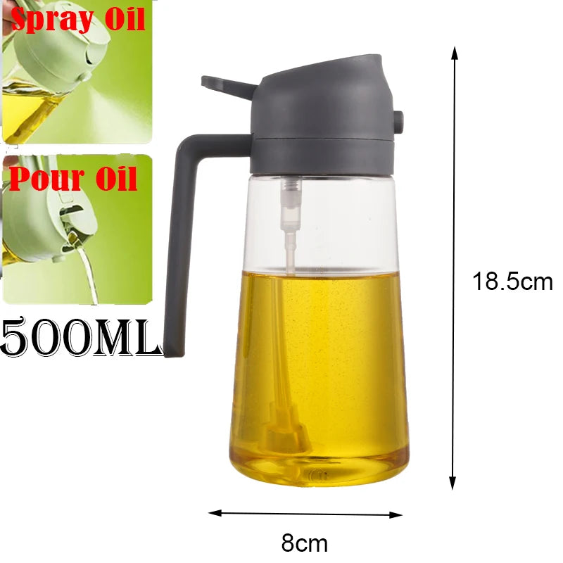 AeHome 2 In 1 500ml Plastic Oil Sprayer Bottle Dispenser for Cooking Baking and Grilling