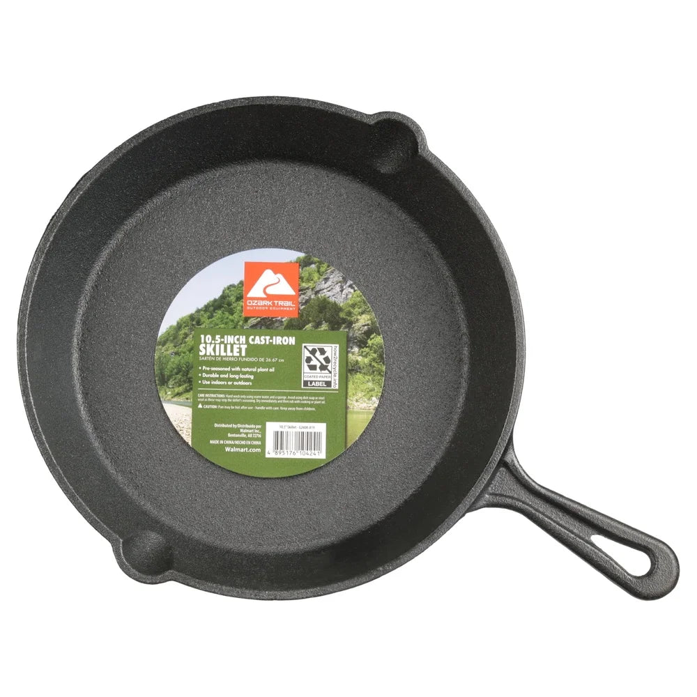 Legacy Kitchen 10.5 Inch Preseasoned Cast Iron Skillet With Even Heat Distribution Campfire Safe And Easy Pour Spout