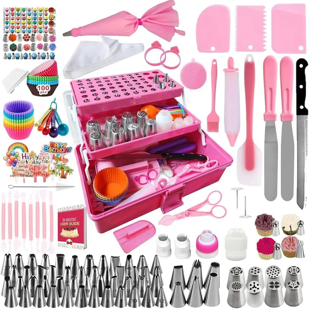 CulinaCraft 359 Piece Eco Friendly Cake Decorating Set With 66 Tips Piping Bags And Beginner Tools