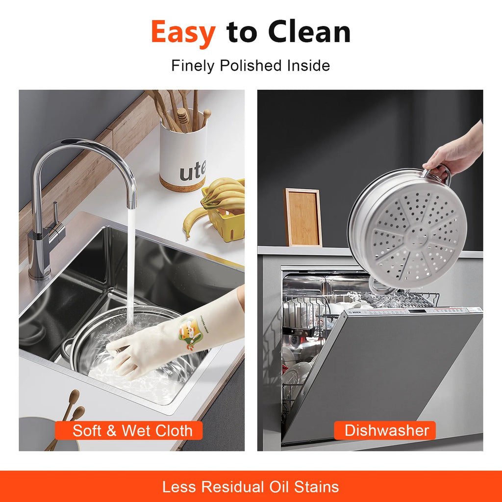 28cm 3 Tier Stainless Steel Steam Cooker And Steamer Pot For Vegetables And Seafood