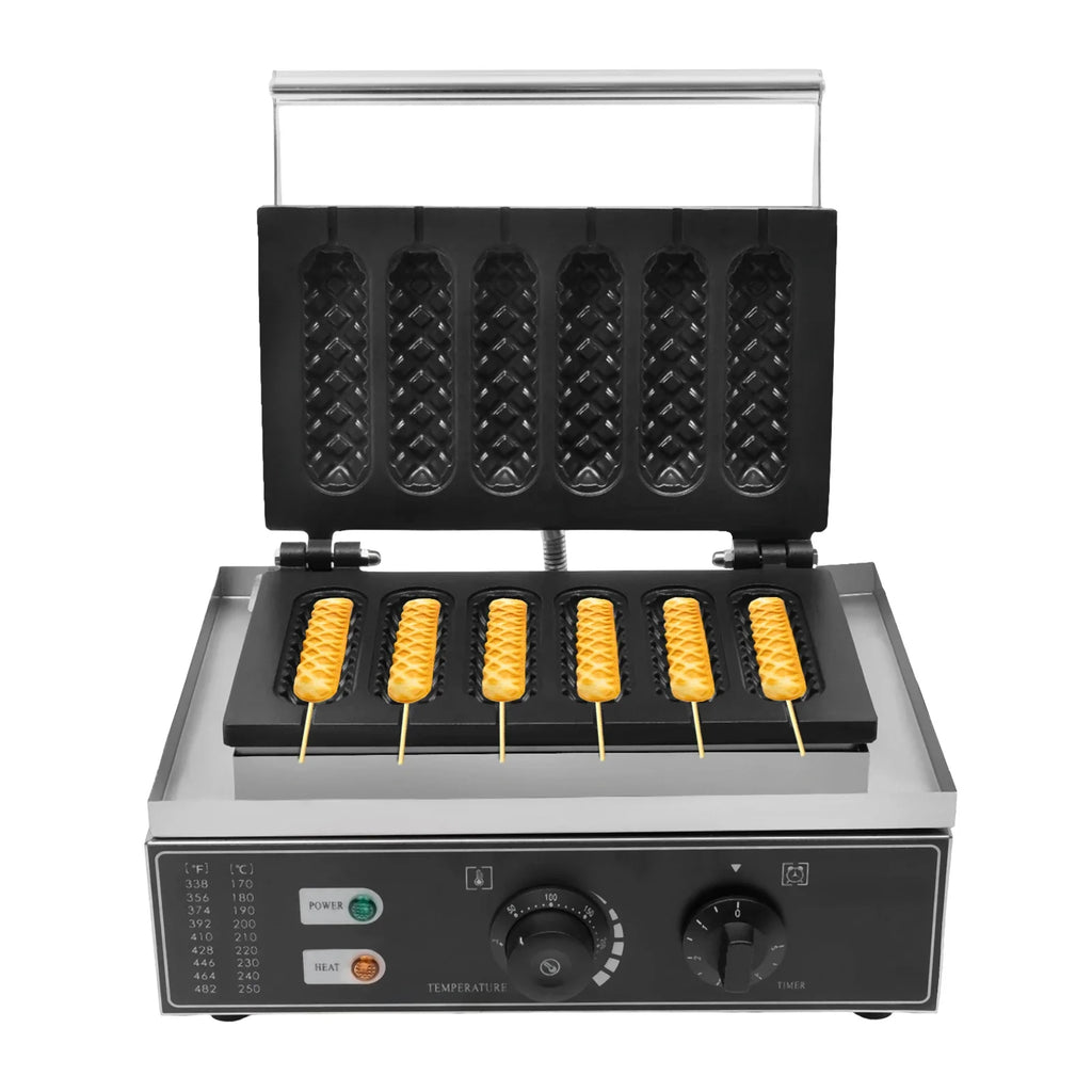 NovaLux 1500W Hot Dog Machine With 6 Molds Time And Temp Control Nonstick Plates Compatible With 110 220V