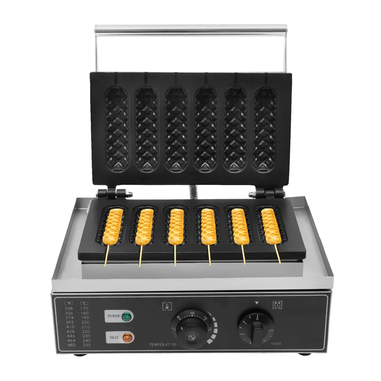 NovaLux 1500W Hot Dog Machine With 6 Molds Time And Temp Control Nonstick Plates Compatible With 110 220V