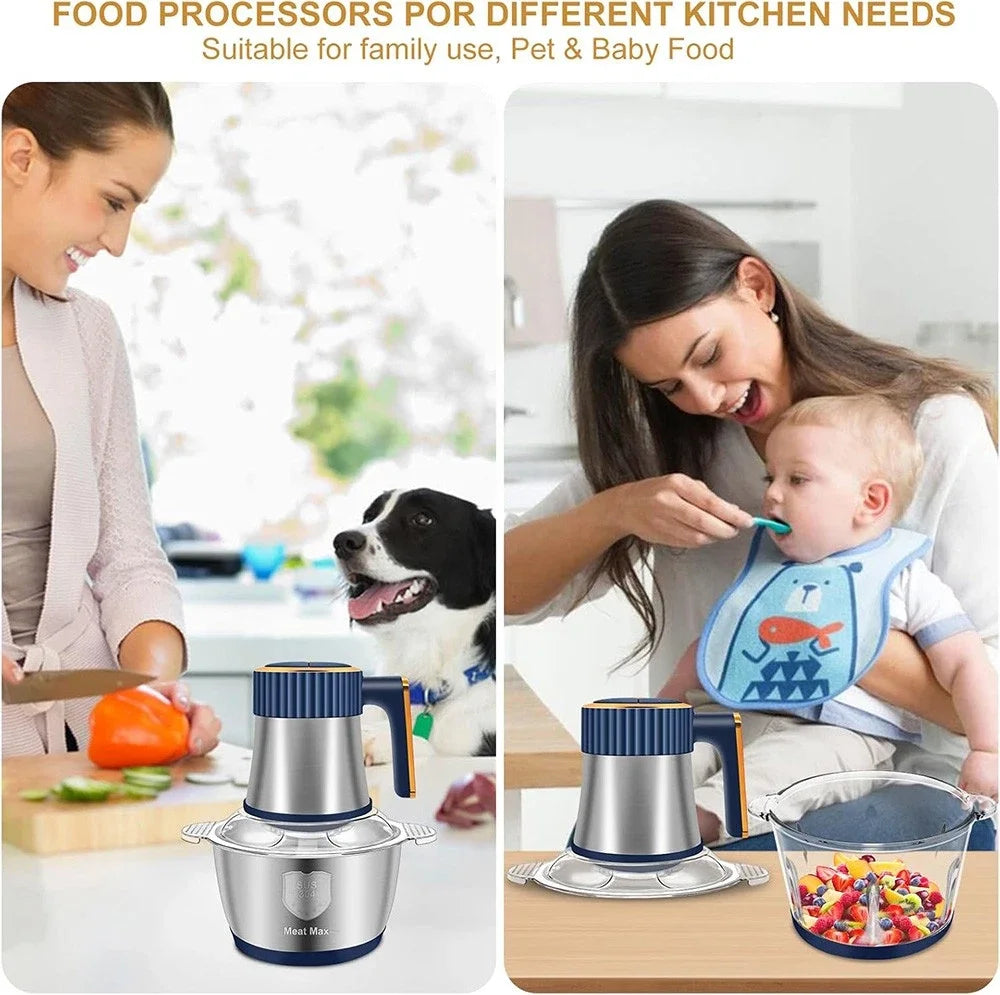 5L Electric Meat Grinder And Vegetable Slicer Chopper With 304 Stainless Steel Kitchen Processor