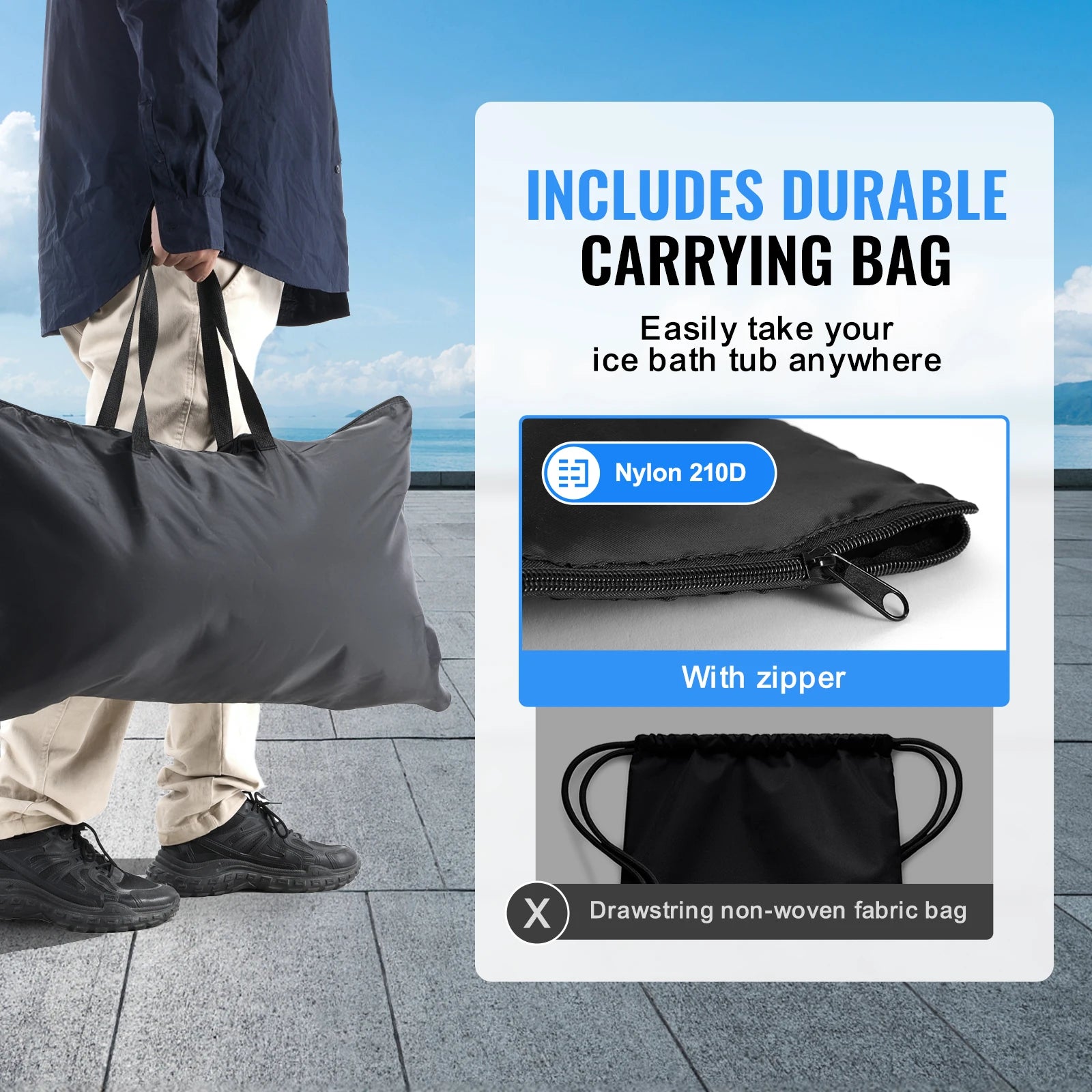 SucceBuy Portable Ice Bath Tub For Cold Water Therapy Inflatable Plunge Pool For Athletes Outdoor Use