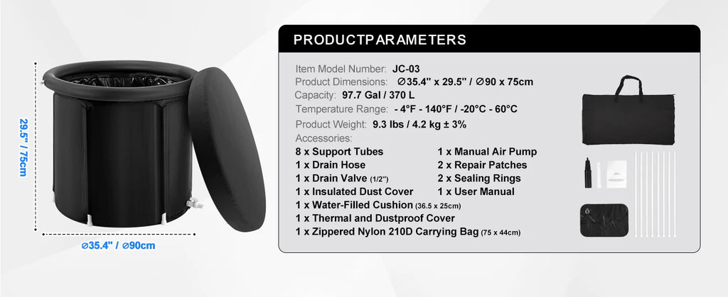 SucceBuy Portable Ice Bath Tub For Cold Water Therapy Inflatable Plunge Pool For Athletes Outdoor Use