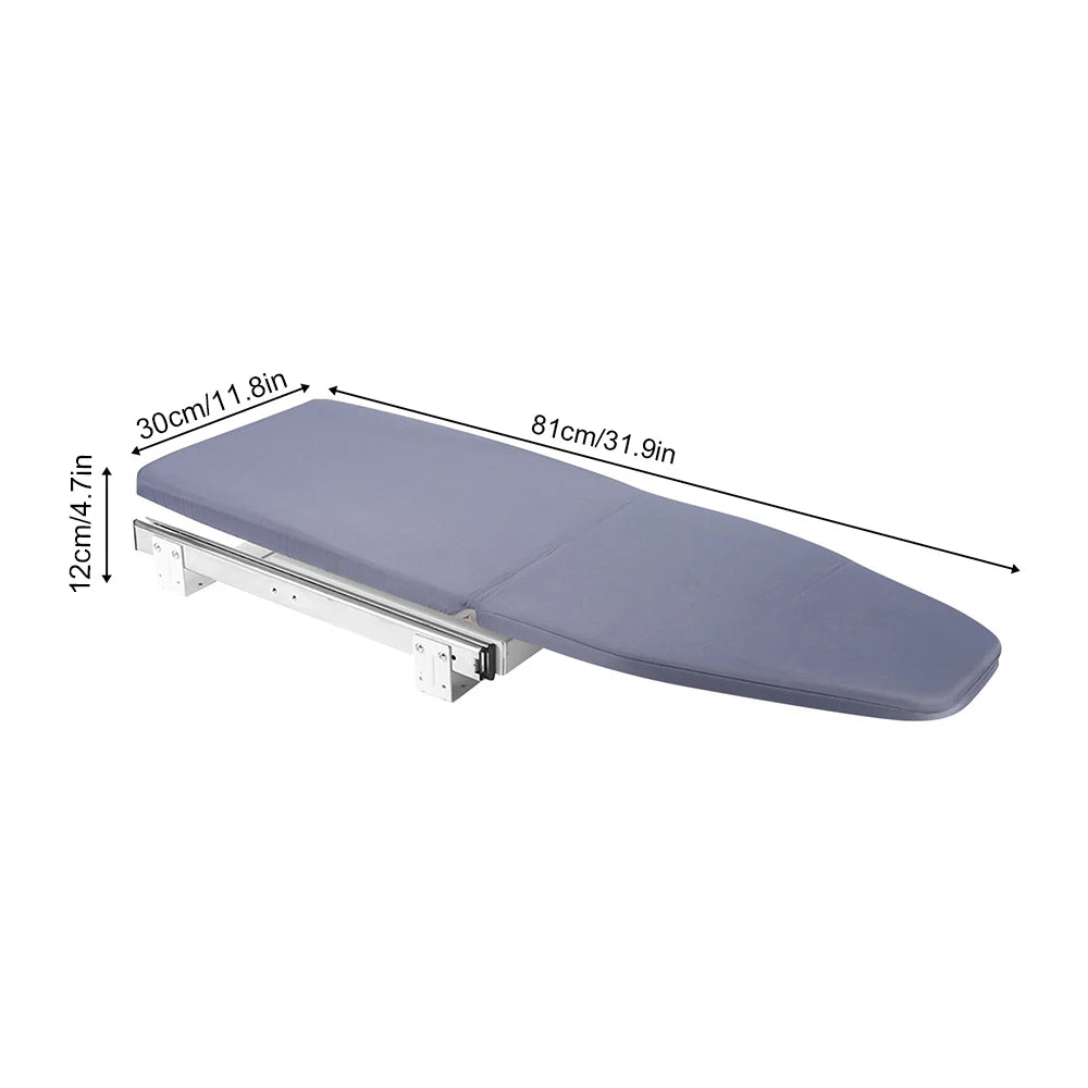 CozyHome Foldable Ironing Board With Cabinet Mount And Push Pull Sturdy Metal Frame, 80x29.5 cm, Gray