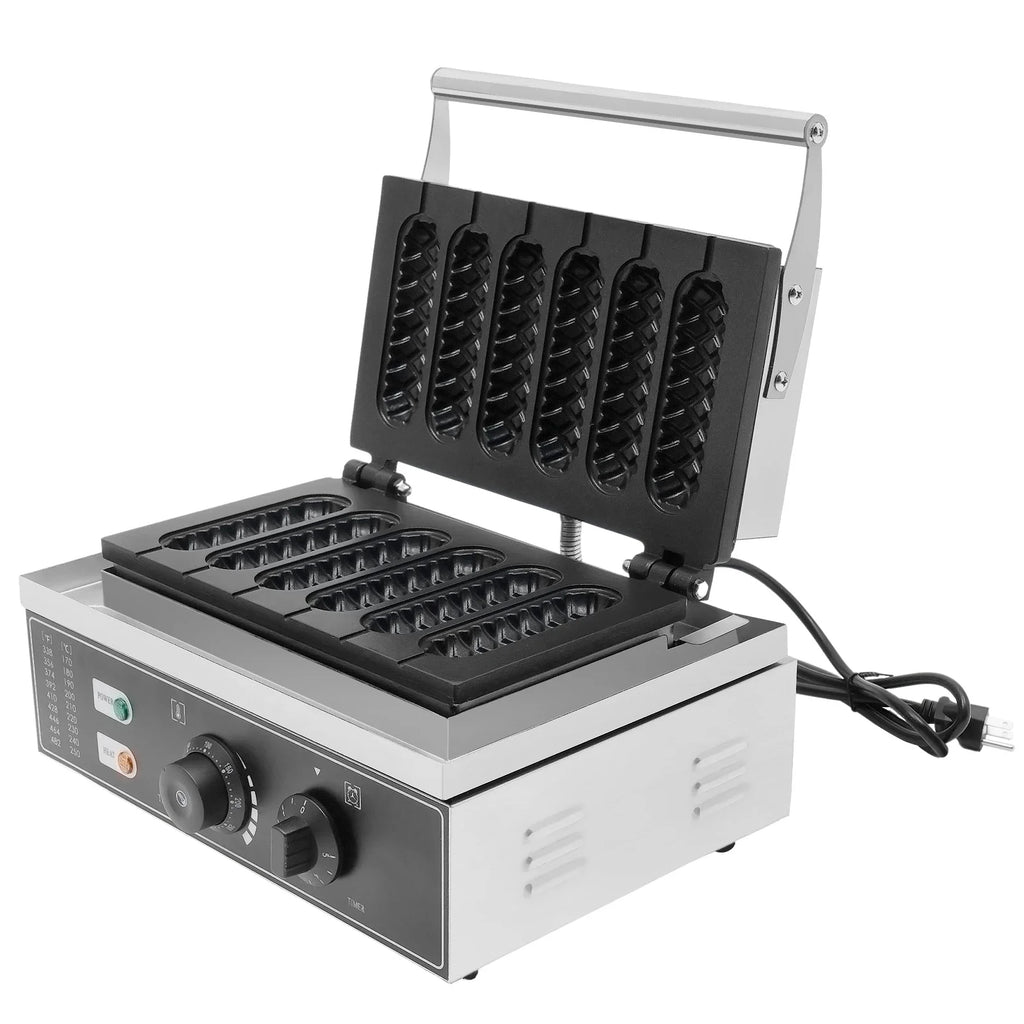 NovaLux 1500W Hot Dog Machine With 6 Molds Time And Temp Control Nonstick Plates Compatible With 110 220V