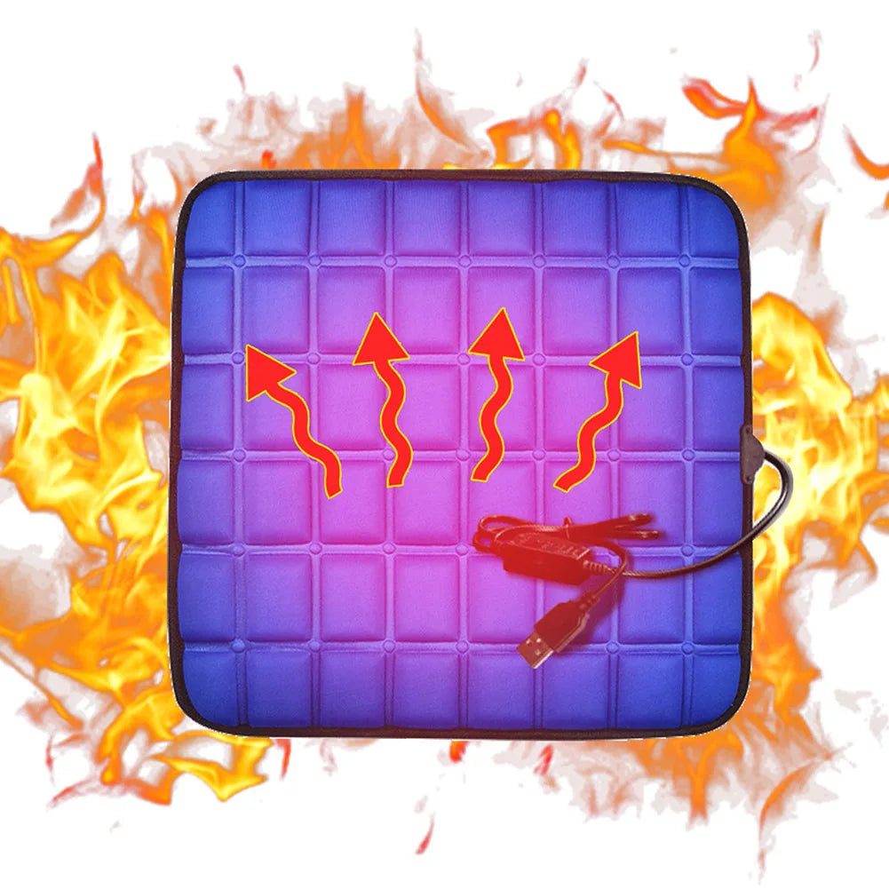 ThermoFlex USB Car Seat Heater Cushion Portable Heated Pad For Car Camping And Office Anti Slip Winter Warmer Pad