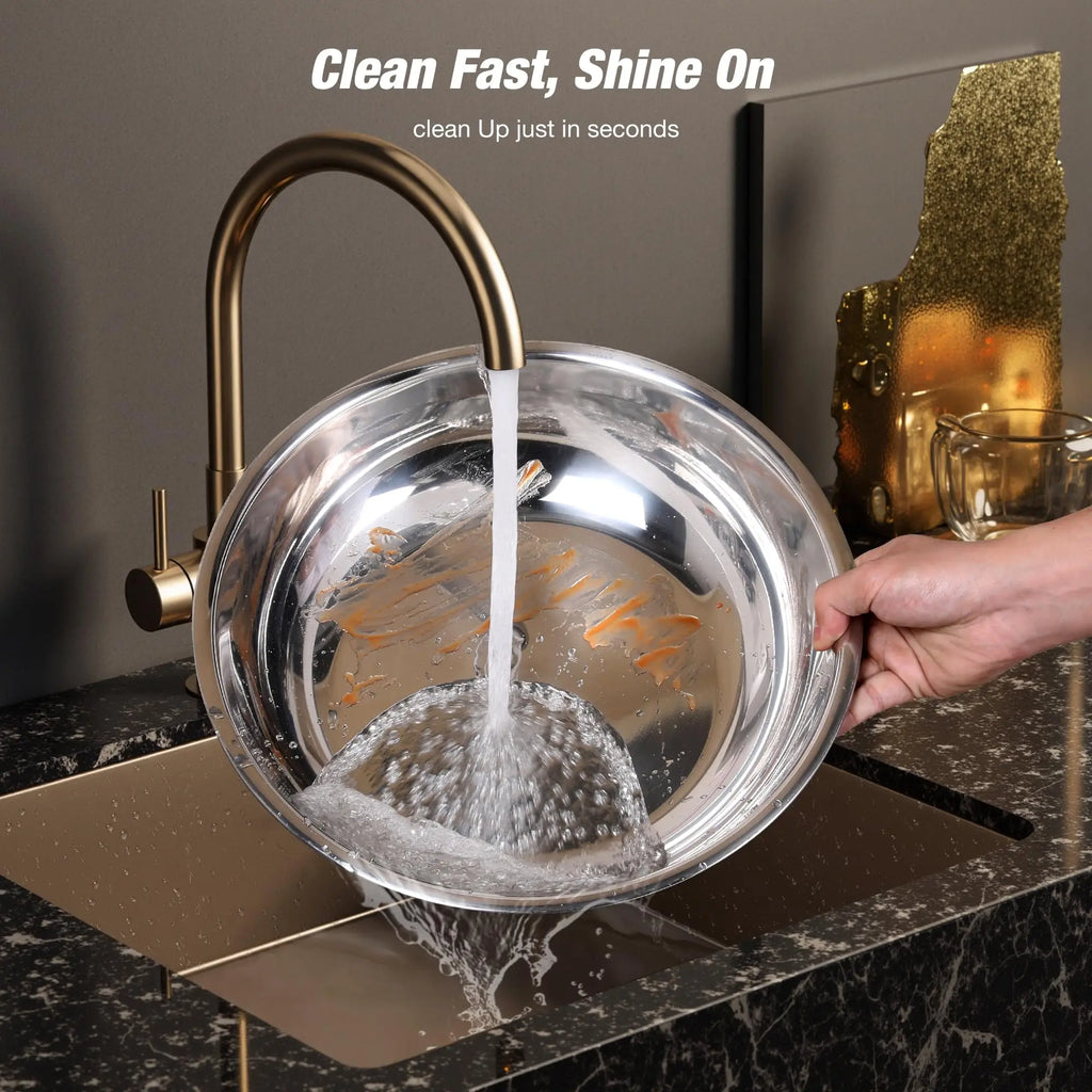 Gold Plated 5 Qt Round Stainless Steel Chafing Dish Set for Buffets and Parties, 2 or 4 Pack