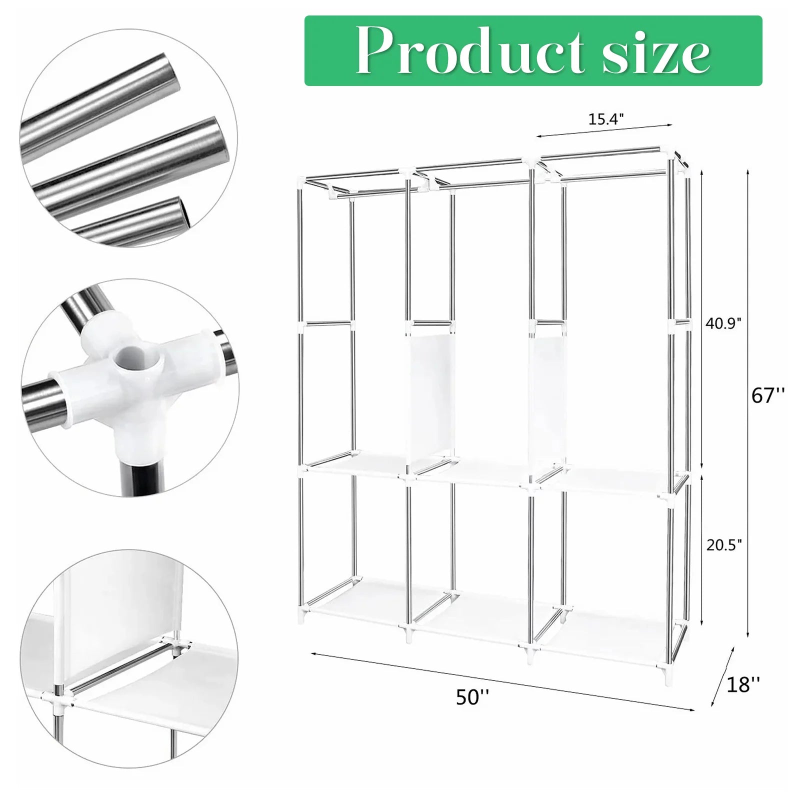 HomeEase Closet Wardrobe Organizer Storage Rack Nonwoven Fabric Dustproof Portable Clothes Shelf Easy Assembly