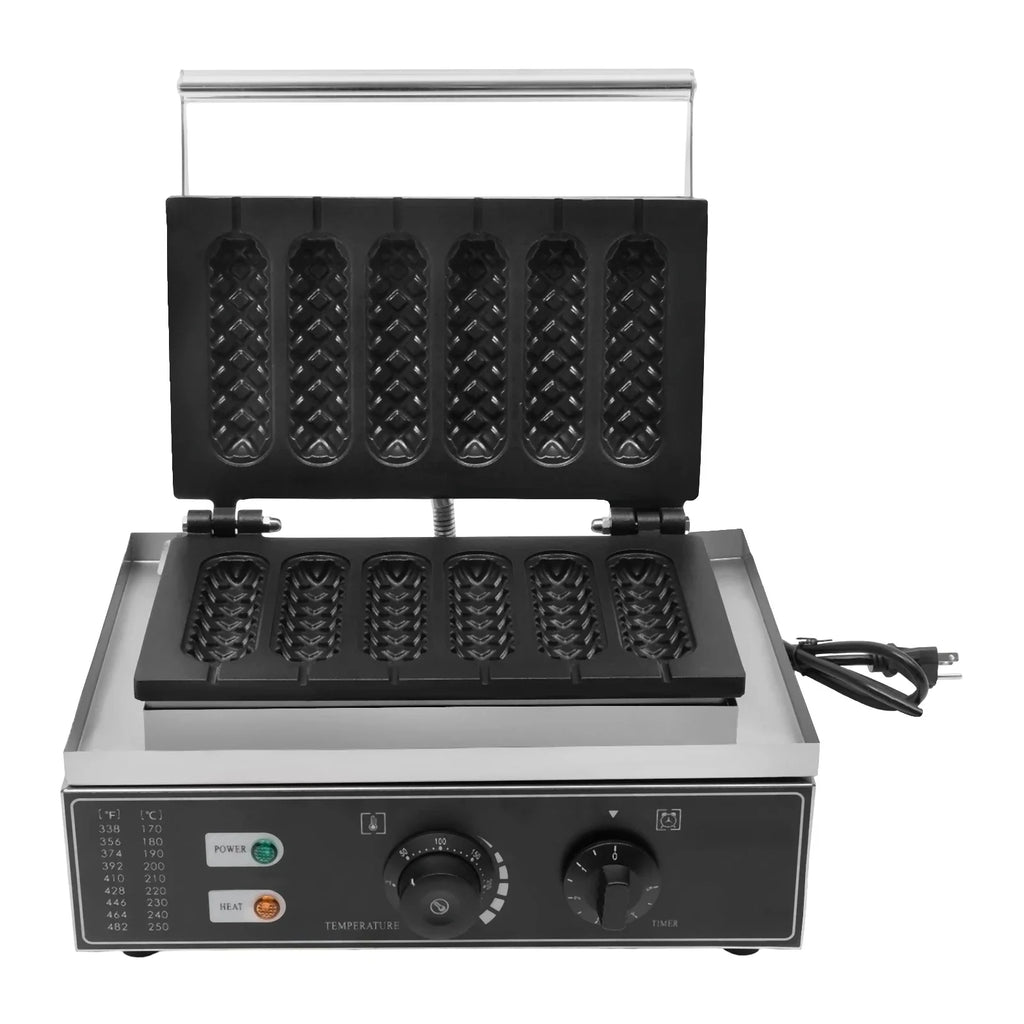 NovaLux 1500W Hot Dog Machine With 6 Molds Time And Temp Control Nonstick Plates Compatible With 110 220V