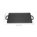 Double-Sided Cast Iron Griddle Pan With Ridged Grill Surface And Flat Baking Plate For Stovetop Cooking