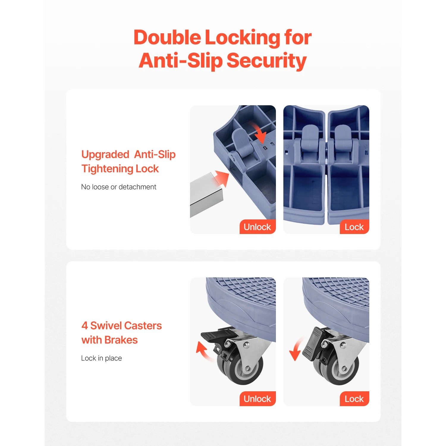 Vevor Trash Can Dolly 440 lb Capacity Adjustable 15 to 22.8 Inch 4 Wheel Drum Rolling Cart Blue Black Plant Caddy