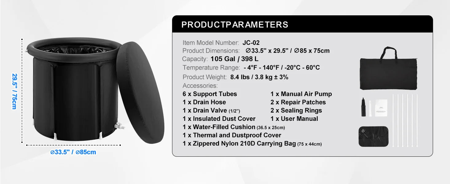 SucceBuy Portable Ice Bath Tub For Cold Water Therapy Inflatable Plunge Pool For Athletes Outdoor Use