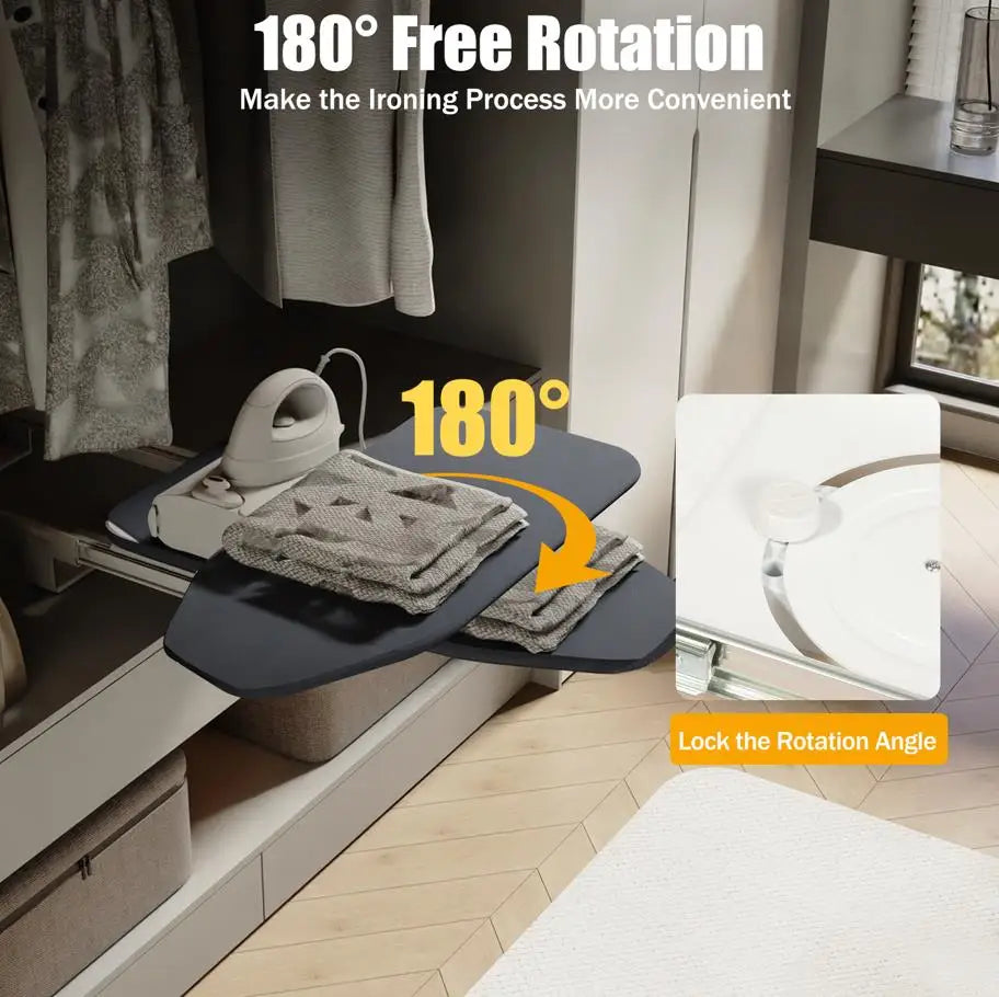 CozyHome Foldable Ironing Board With Cabinet Mount And Push Pull Sturdy Metal Frame, 80x29.5 cm, Gray