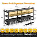 PowerForge Four Tier Tool Organizer Wall Mount for Heavy Duty Drill Storage in Garage