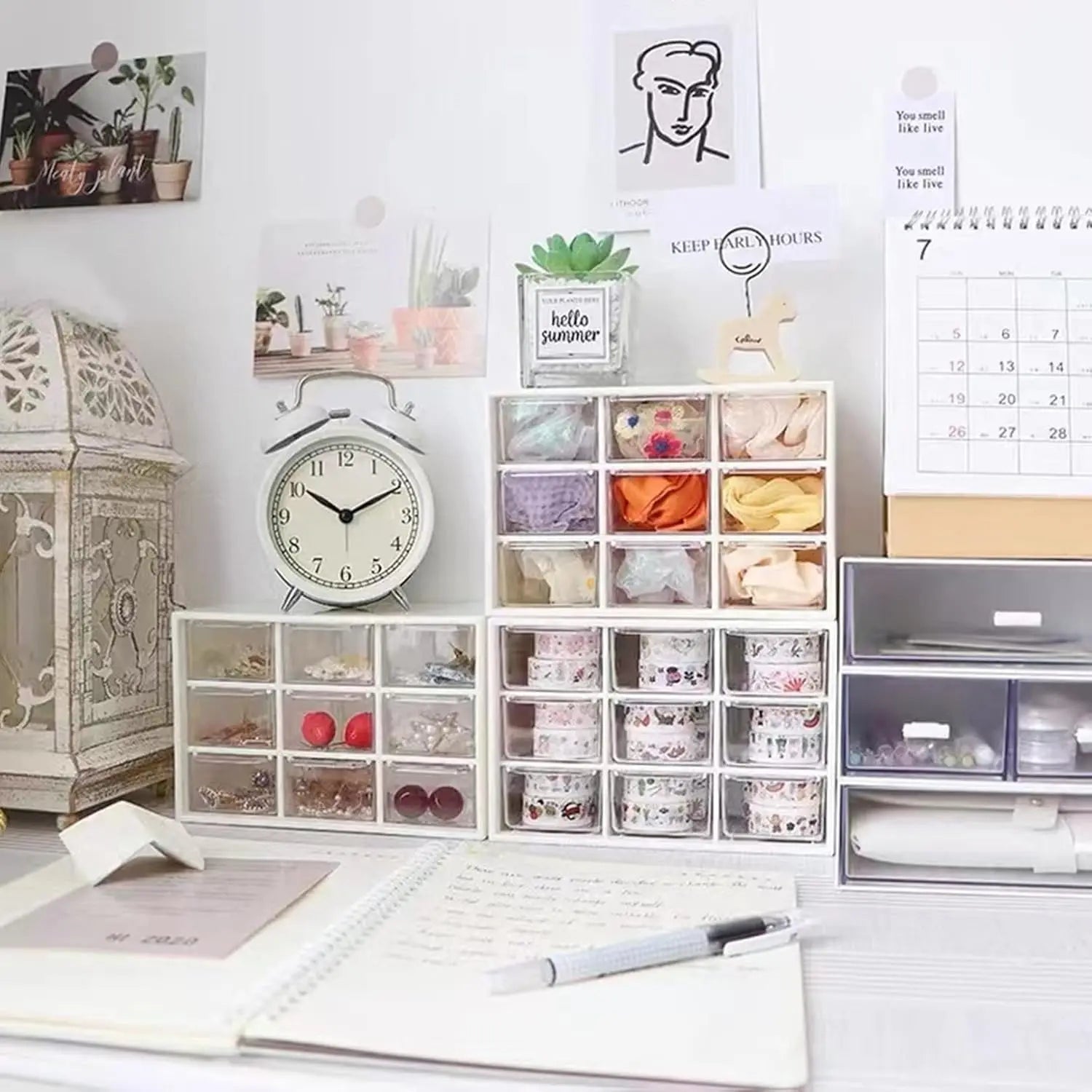 ClearView 9 Drawer Desktop Storage Organizer Transparent Wall Mounted Drawer Box For Small Sundries