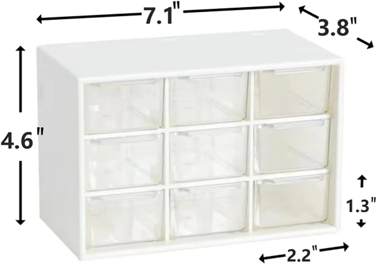 ClearView 9 Drawer Desktop Storage Organizer Transparent Wall Mounted Drawer Box For Small Sundries