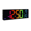 LumaTime 16 Inch Digital Wall Clock With Large Led Display Remote Control 8 Rgb Color Options Alarm Temperature