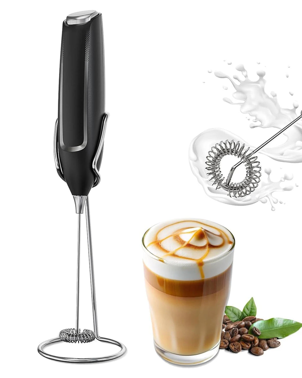 AeroWhisk Handheld Milk Frother Electric Wand For Coffee Latte Matcha Hot Chocolate With Auto Shut Off