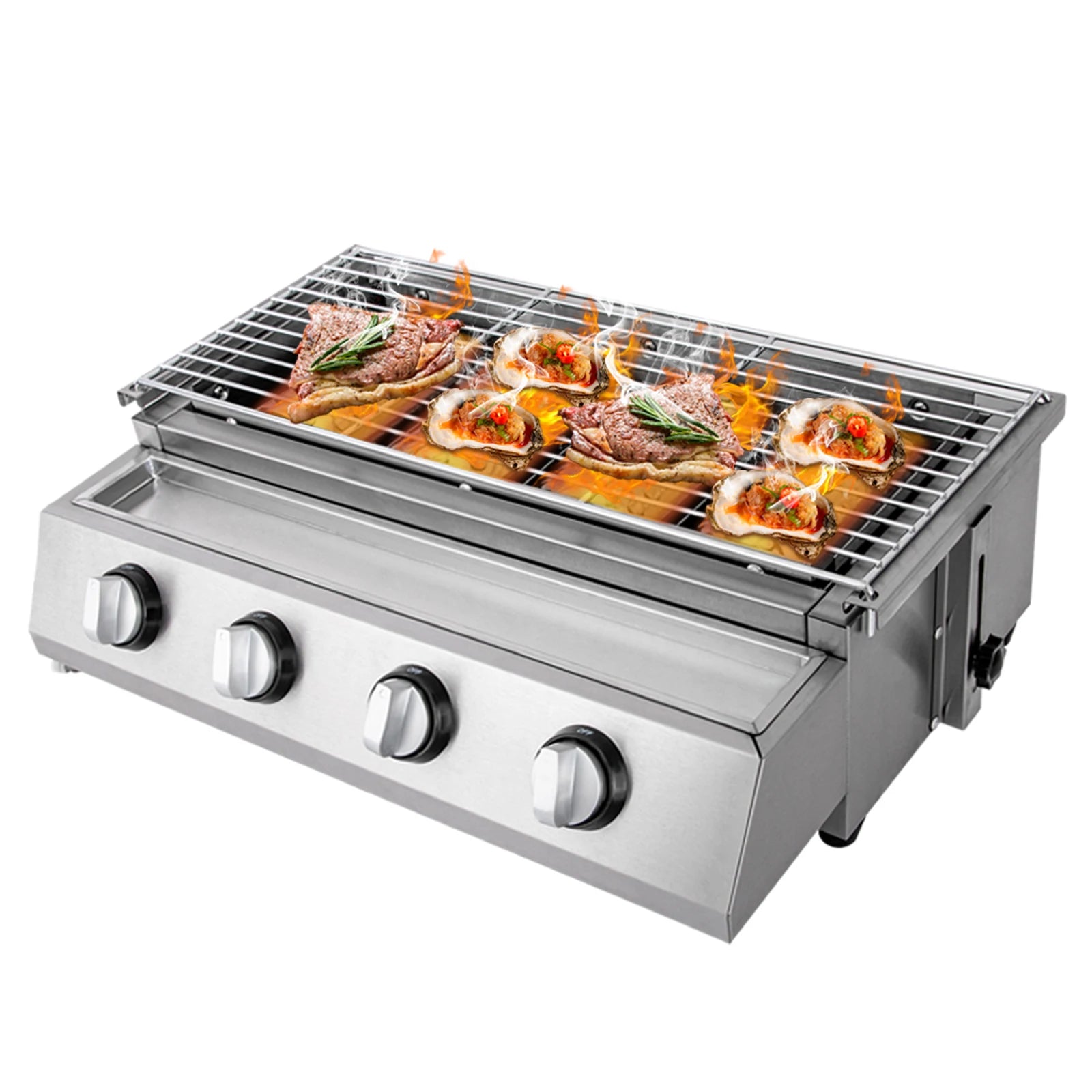Cobalt Grill 4 Burner Stainless Steel Portable Tabletop Gas Grill Smokeless For Camping And Indoor Outdoor Barbecue