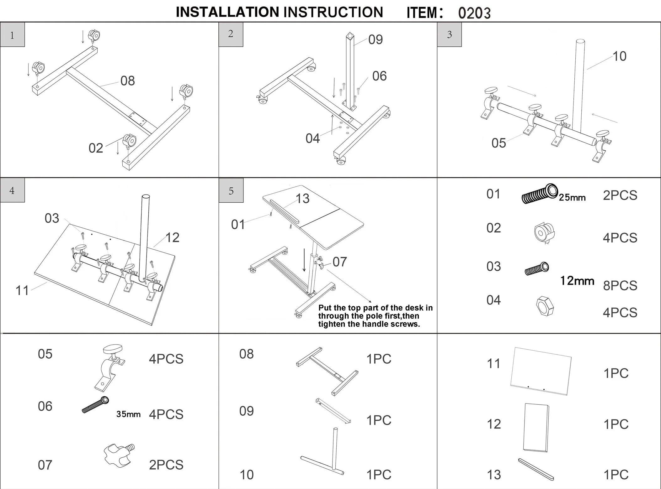 PivotFlex Adjustable Laptop Desk With 360 Rotating Tabletop Rolling Stand For Home Office