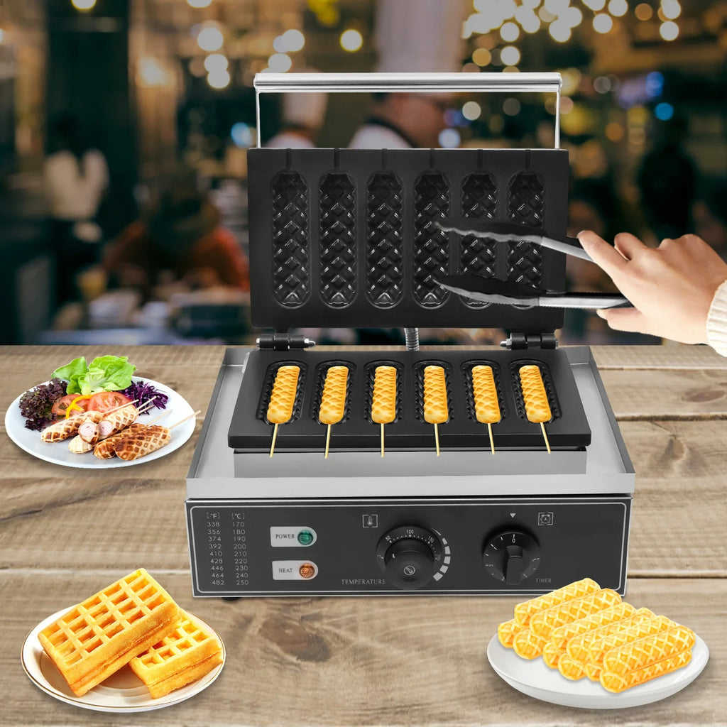 NovaLux 1500W Hot Dog Machine With 6 Molds Time And Temp Control Nonstick Plates Compatible With 110 220V