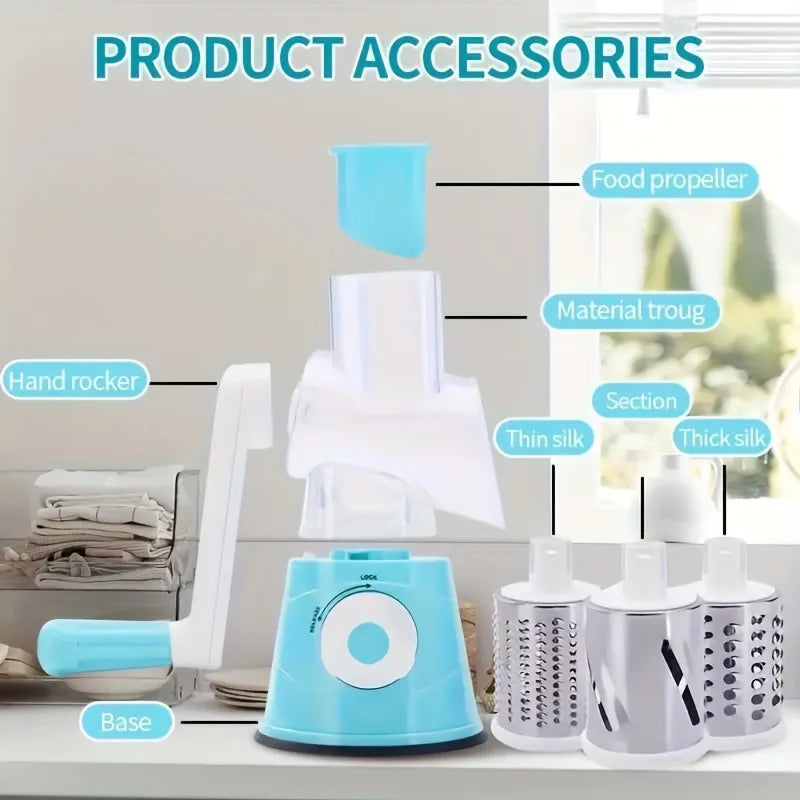 Prime Drum Design Vegetable And Fruit Slicer Grater Benchtop Stainless Steel 170mm Blade