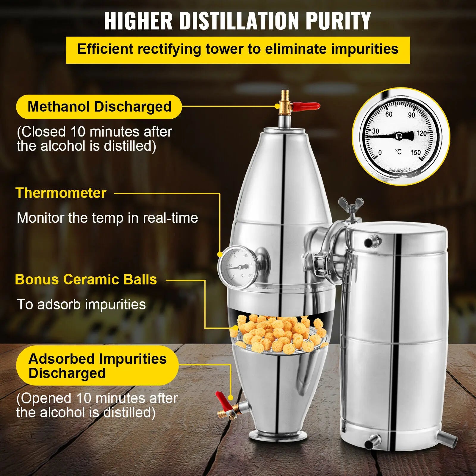 SucceBuy Electric Alcohol Distiller 21L to 70L Stainless Steel Moonshine Beer Wine Home Brewing Dispenser Kit