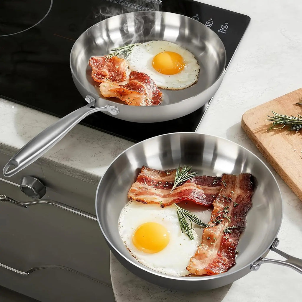 Everstone 12-Inch Tri-Ply Stainless Steel Frying Pan for Gas and Induction Cooktops