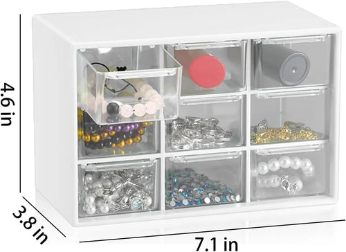 ClearView 9 Drawer Desktop Storage Organizer Transparent Wall Mounted Drawer Box For Small Sundries
