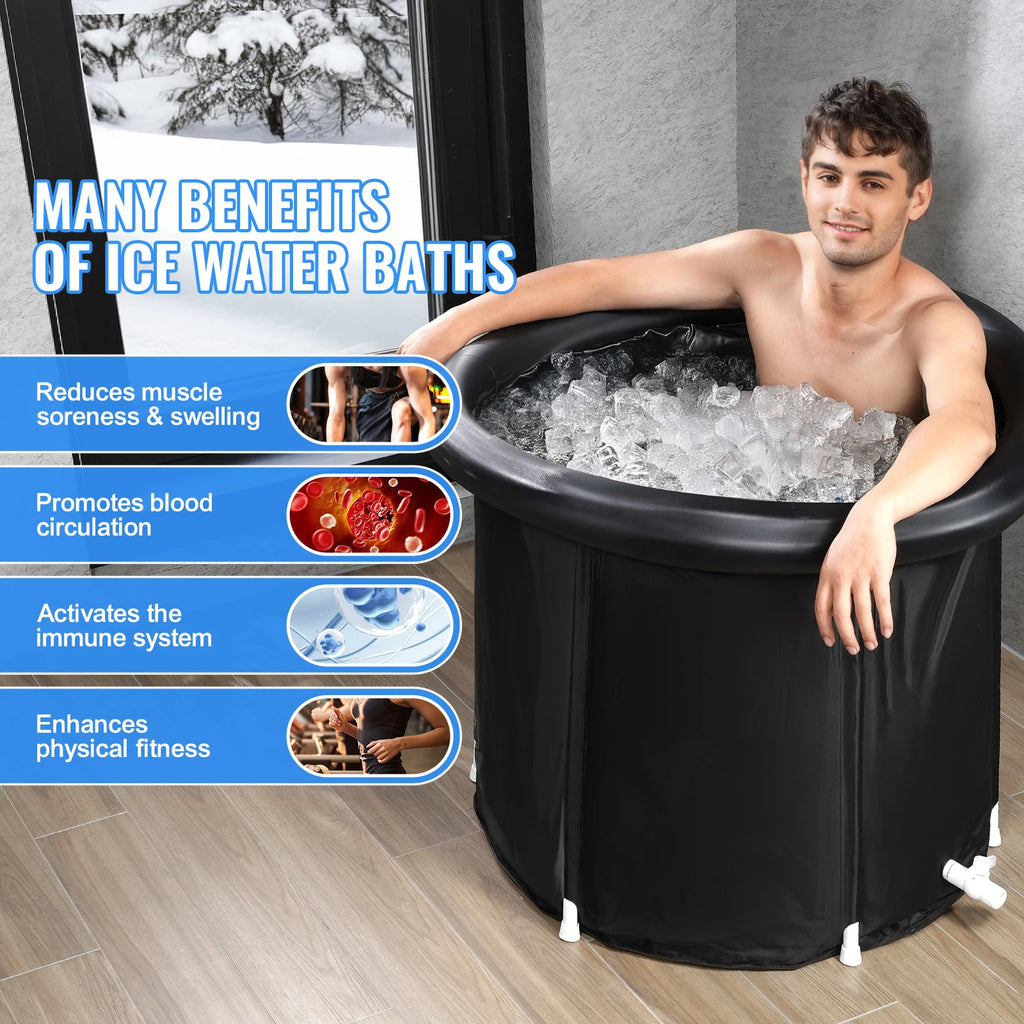 SucceBuy Portable Ice Bath Tub For Cold Water Therapy Inflatable Plunge Pool For Athletes Outdoor Use