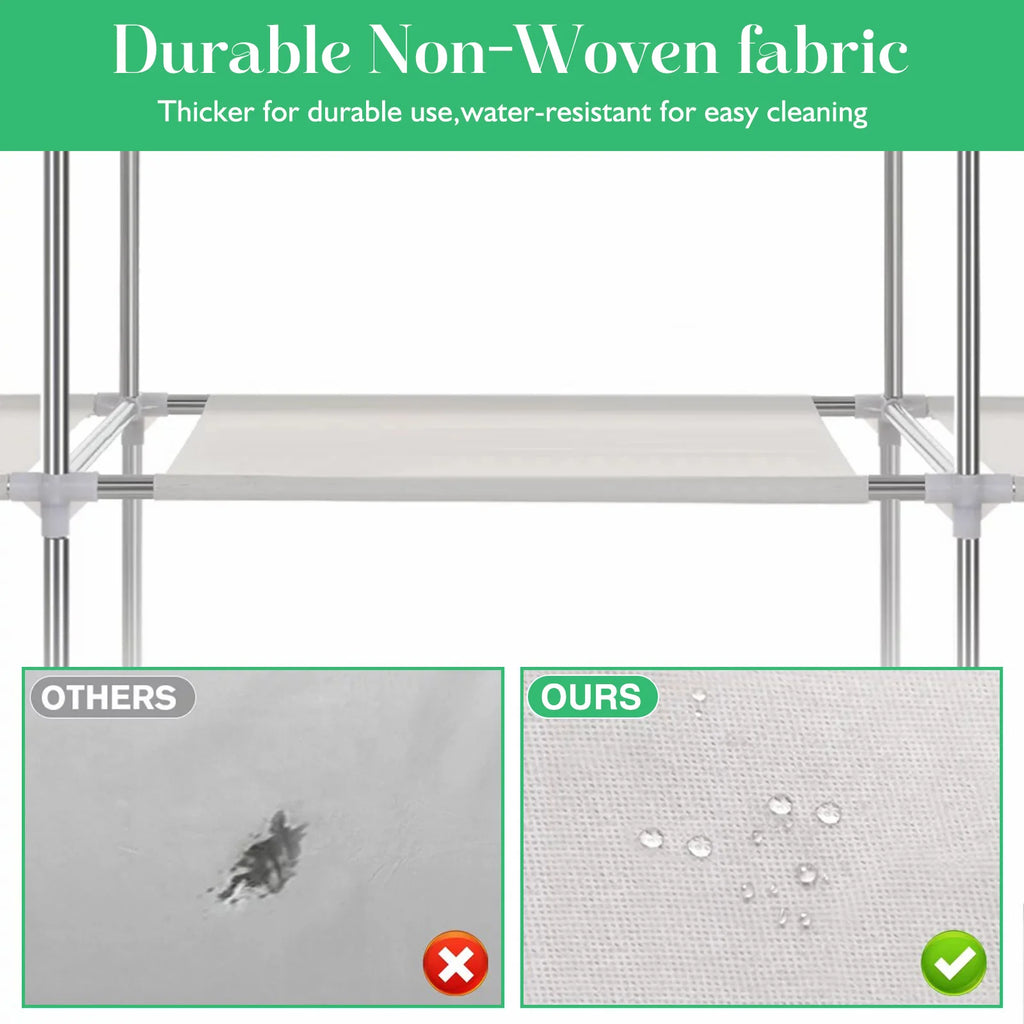 HomeEase Closet Wardrobe Organizer Storage Rack Nonwoven Fabric Dustproof Portable Clothes Shelf Easy Assembly