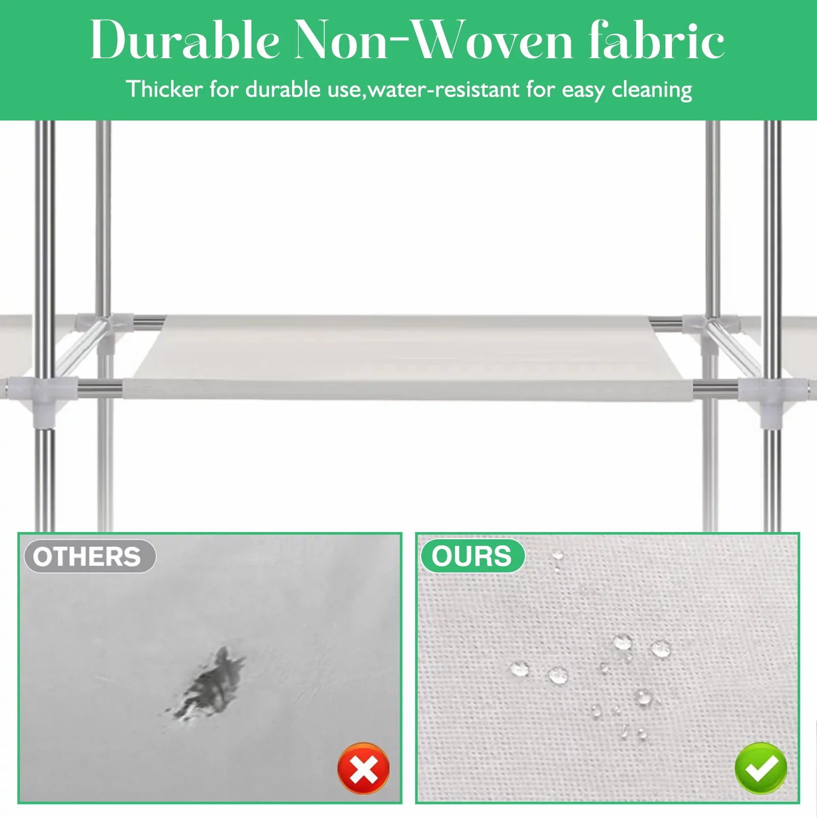 HomeEase Closet Wardrobe Organizer Storage Rack Nonwoven Fabric Dustproof Portable Clothes Shelf Easy Assembly