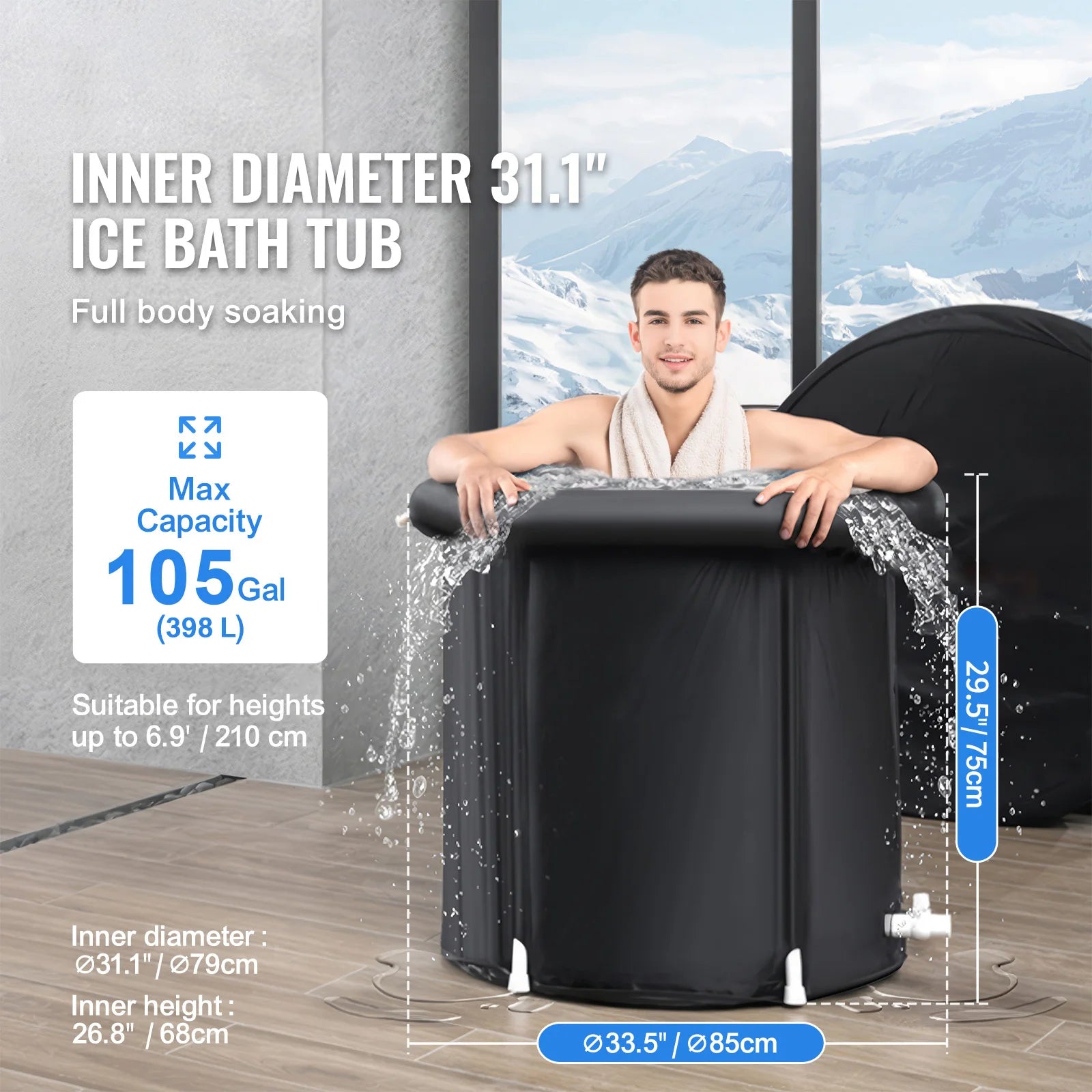 SucceBuy Portable Ice Bath Tub For Cold Water Therapy Inflatable Plunge Pool For Athletes Outdoor Use